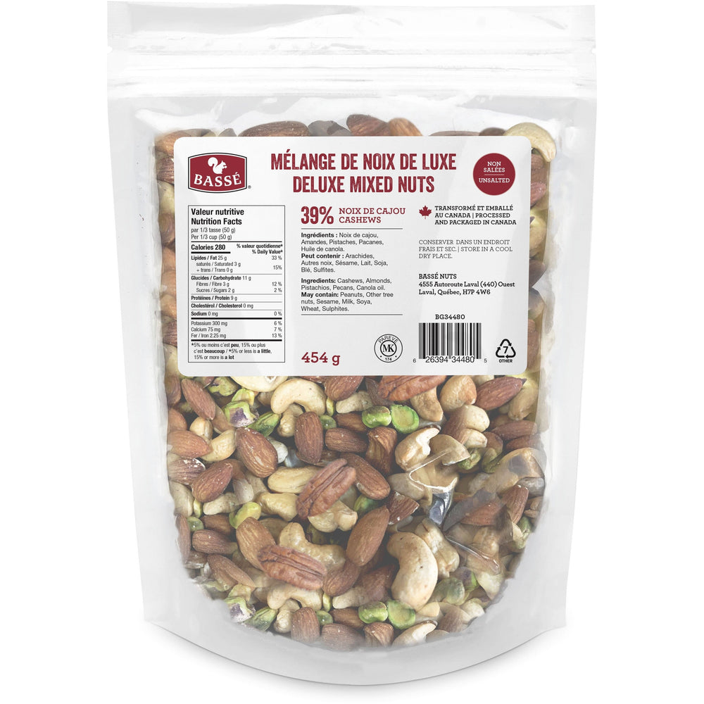 Deluxe Mixed Nuts - Unsalted (454g) - Bassé Nuts