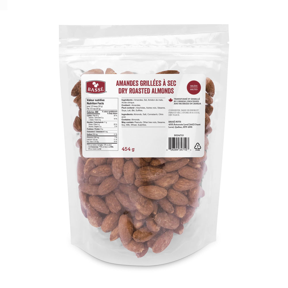 Dry Roasted Almonds - Salted (454g) - Bassé Nuts