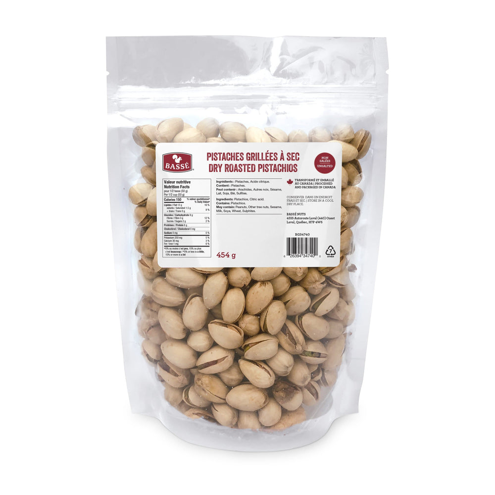 Dry Roasted Pistachios - Unsalted (454g) - Bassé Nuts
