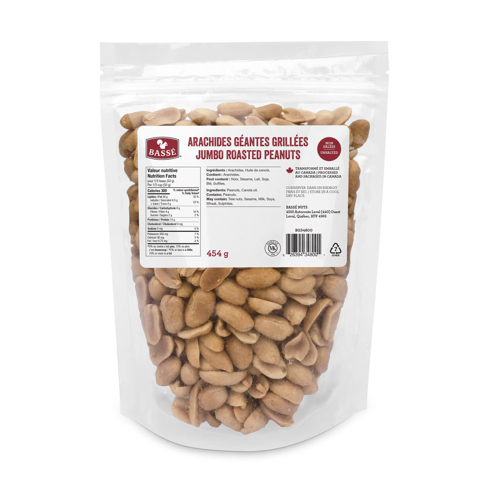 
            
                Charger l&amp;#39;image dans la galerie, Jumbo Roasted Peanuts - Unsalted (454g) - Bassé Nuts
            
        