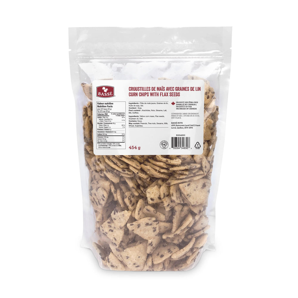 
            
                Load image into Gallery viewer, Corn Chips With Flax Seeds (454g) - Bassé Nuts
            
        